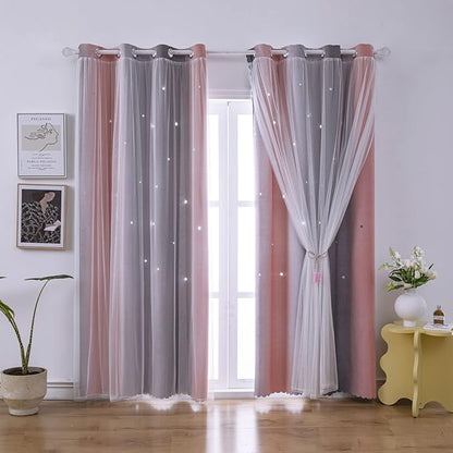 Ombre Rainbow Blackout Curtains by ZHUHAN