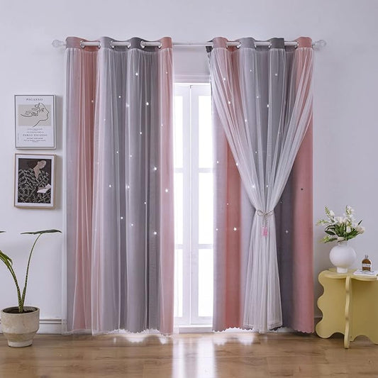 Ombre Rainbow Blackout Curtains by ZHUHAN