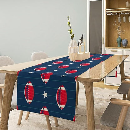 Football Table Runner Vintage American Football Game Days Seasonal Dinner Runner - Image 2