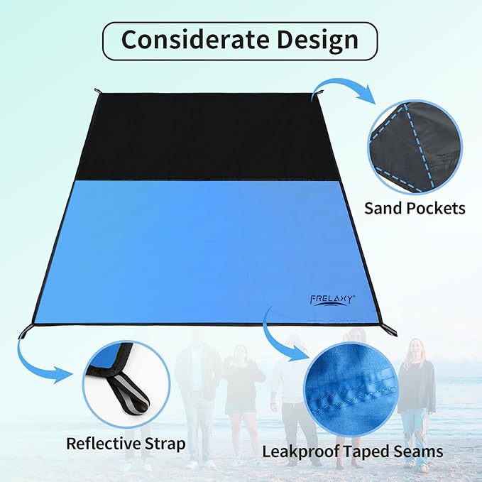 Frelaxy Pocket Picnic Blanket, Waterproof Sandproof Beach Mat, Compact Camping - Image 3