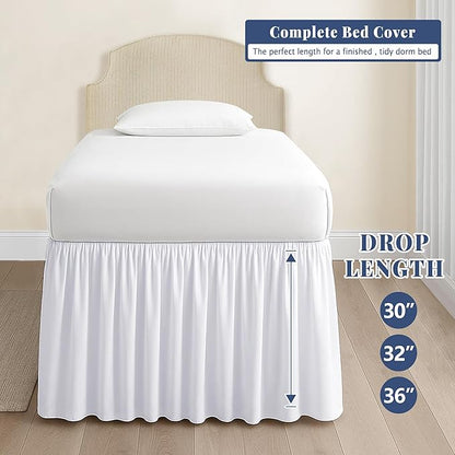 Dorm Bed Skirt Twin XL 36 Inch Drop, 100% Microfiber Extra Long College Dust - Image 2