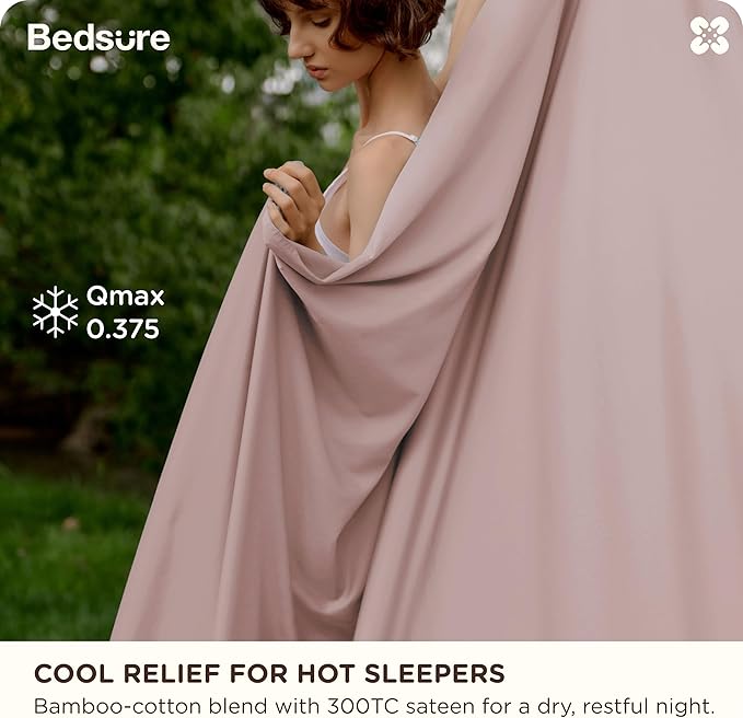 Bedsure Cooling Sheets, Rayon Derived from Bamboo & Cotton Blend, GentleSoft - Image 2
