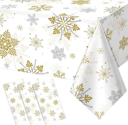 Jectivs 3Pcs Christmas Snowflake Party Tablecloths Decorations, Plastic White by JectivsPartyDecorations
