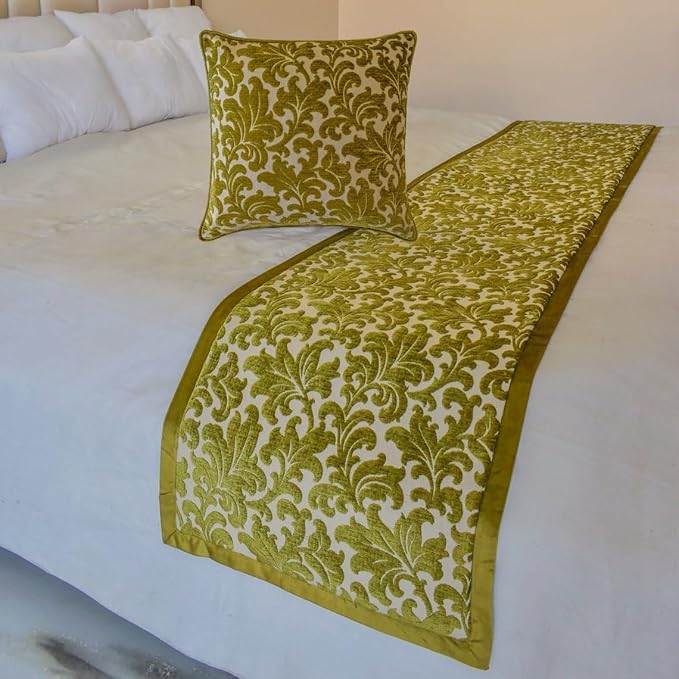 The HomeCentric King/Queen/Twin Chartreuse Decorative Full 68"x18" Bed Runner by TheHomeCentric