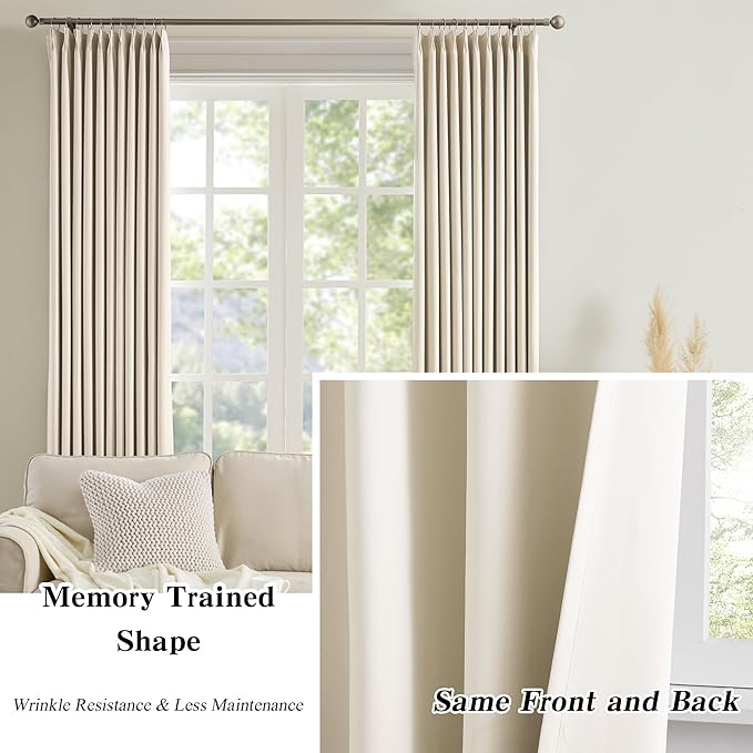 KEQIAOSUOCAI Pinch Pleated Curtains 156 Inches Long, Memory Shape Room - Image 6