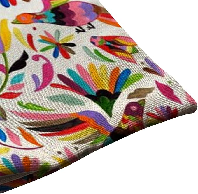Solekla Mexican Design Colorful Pigeons Pheasant Cotton Linen Throw Lumbar - Image 5