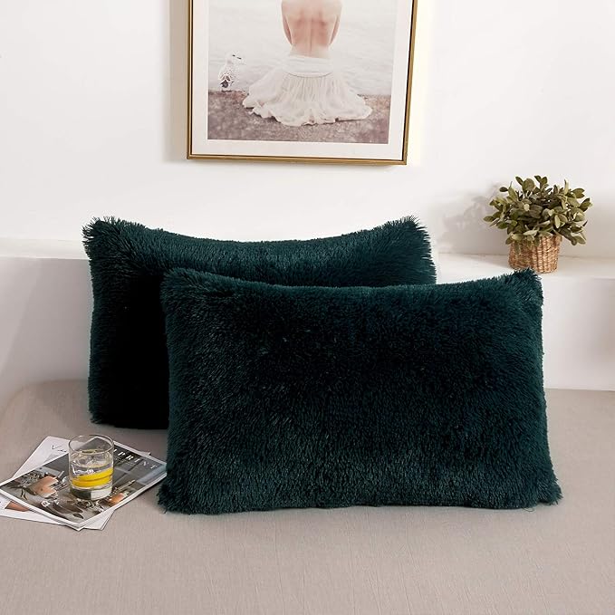 XeGe Faux Fur Throw Pillow Cases, Plush Shaggy Ultra Soft Pillow Covers by XeGe