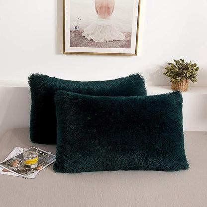 XeGe Faux Fur Throw Pillow Cases, Plush Shaggy Ultra Soft Pillow Covers by XeGe
