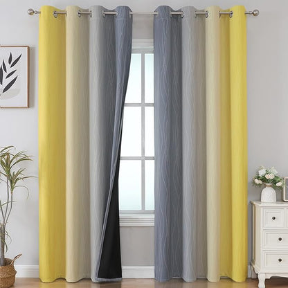 Estelar Textiler Yellow and Grey Ombre Blackout Curtains 90 Inch Length 2 by ESTELARTEXTILER