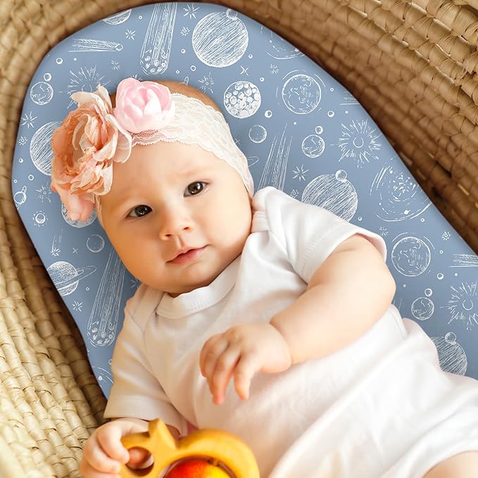 Baby Bassinet Sheets Girl Boy, Fitted Bassinet Sheet Set 3 Pack Bassinet - Image 2