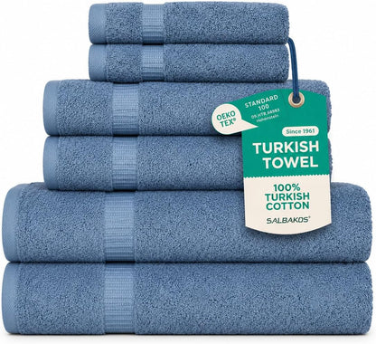 salbakos 100% turkish cotton bathroom towel set of shown in use