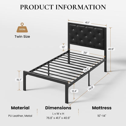 sha cerlin twin size metal bed frame with shown in use