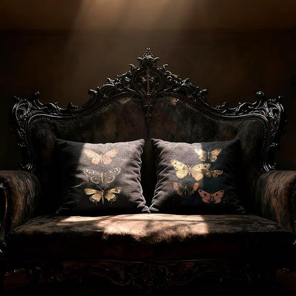 Vintage Victorian Gothic Butterfly Pillow Covers 18x18 Set of 2, Butterfly Room - Image 6
