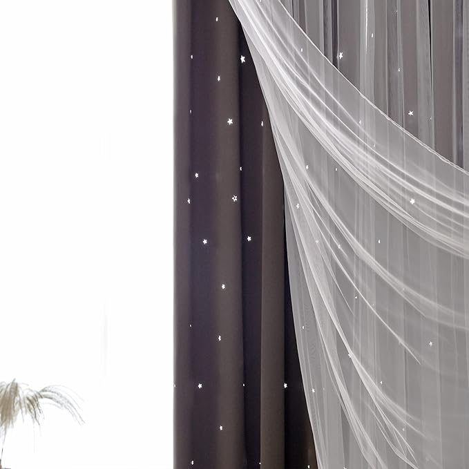 Kinryb Kids Blackout Curtains for Bedroom/Living Room/Classroom, Sheer Overlay - Image 8