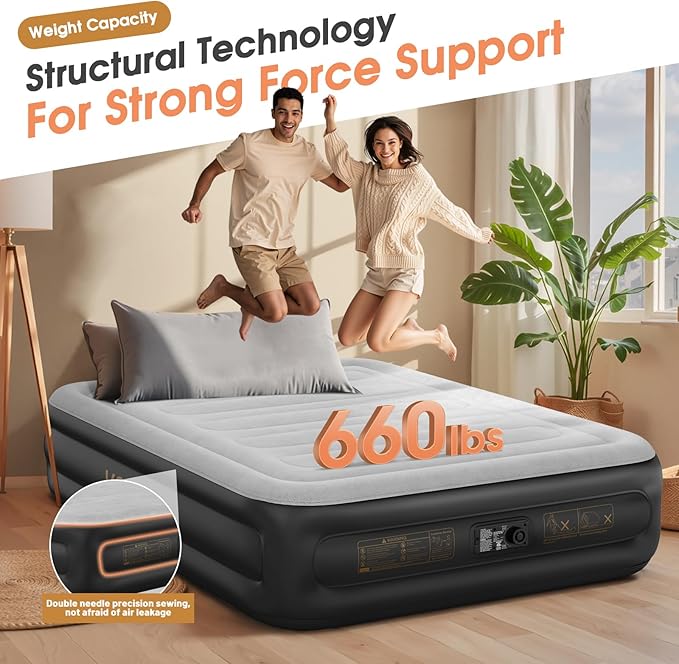 Air Mattress Queen with Built in Pump, Thicker Blow up Mattress Leak-Proof - Image 5