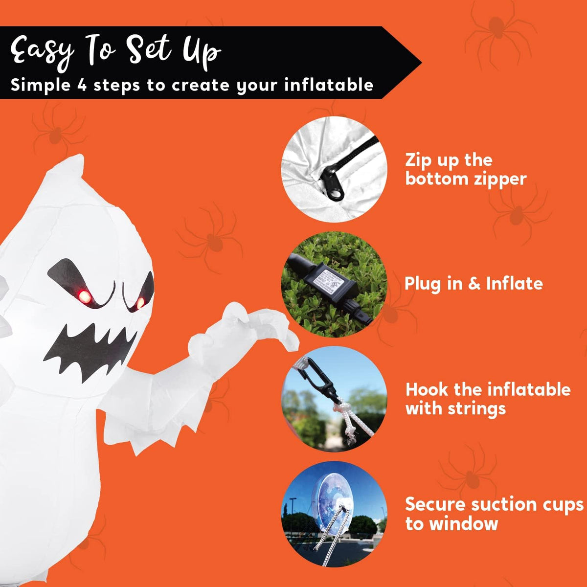 Joiedomi 4.5 FT Halloween Inflatable Ghost with Build-in LEDs, Blow Up Flying Ghost Broke Out from Window for Halloween Window Decorations, Yard, Garden, Lawn Decoration