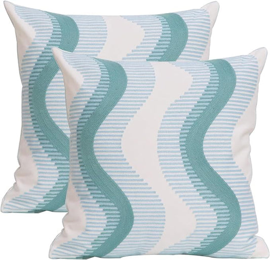 1 PCS Embroidered Throw Pillow Cover Cotton Decorative Square Cushion Cases by UnionKK