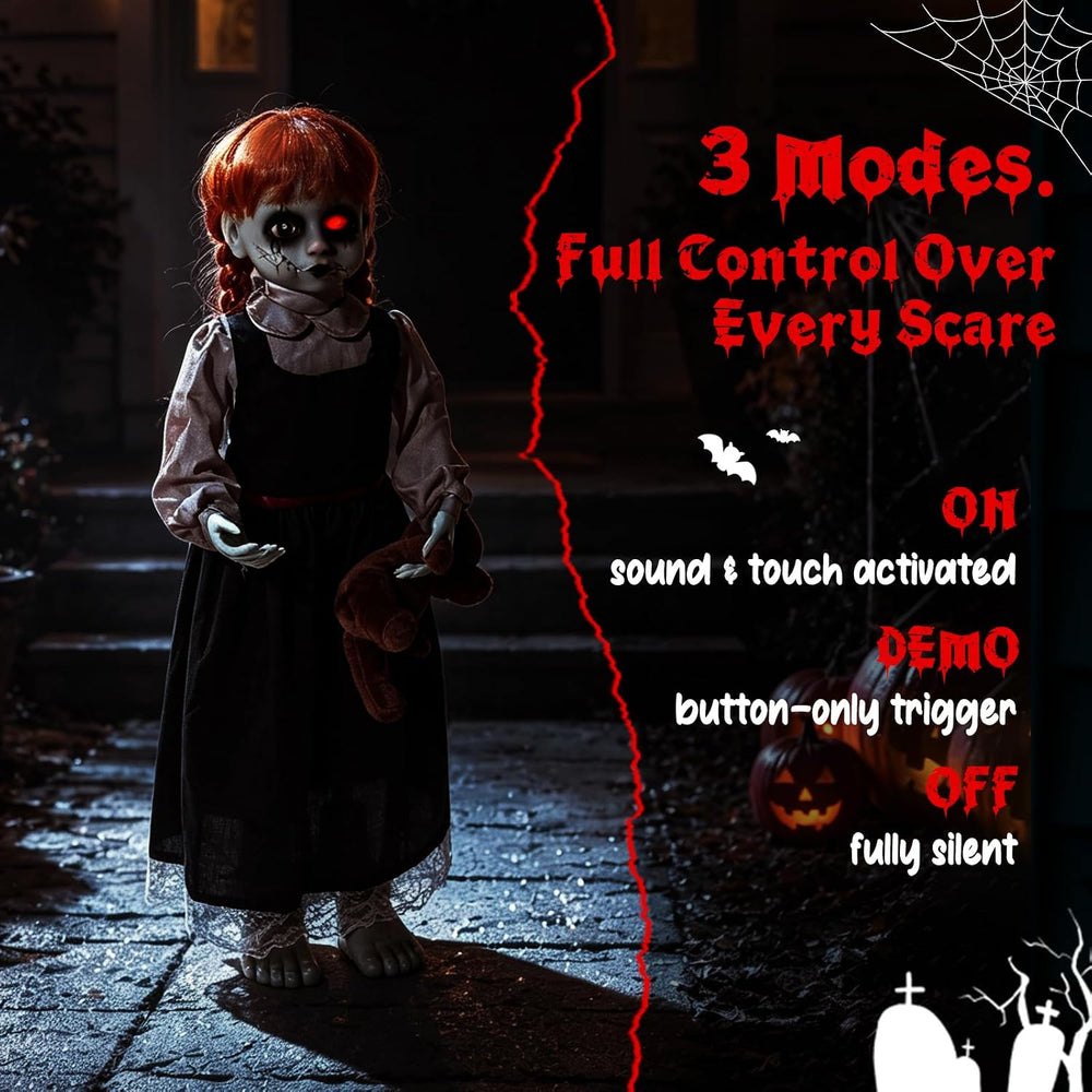 Quntis 35Inch Scary Halloween Animatronic Outdoor Decoration, Sound & Tou...