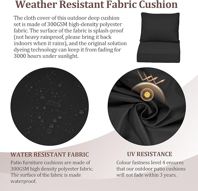 Waterproof Outdoor Chair Cushion Set of 4, Outdoor Cushions - Image 4