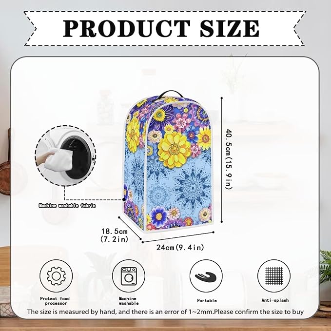 Boho Mandala Floral Toaster Cover 4 Slice Washable Blender Cover Kitchen Small - Image 4