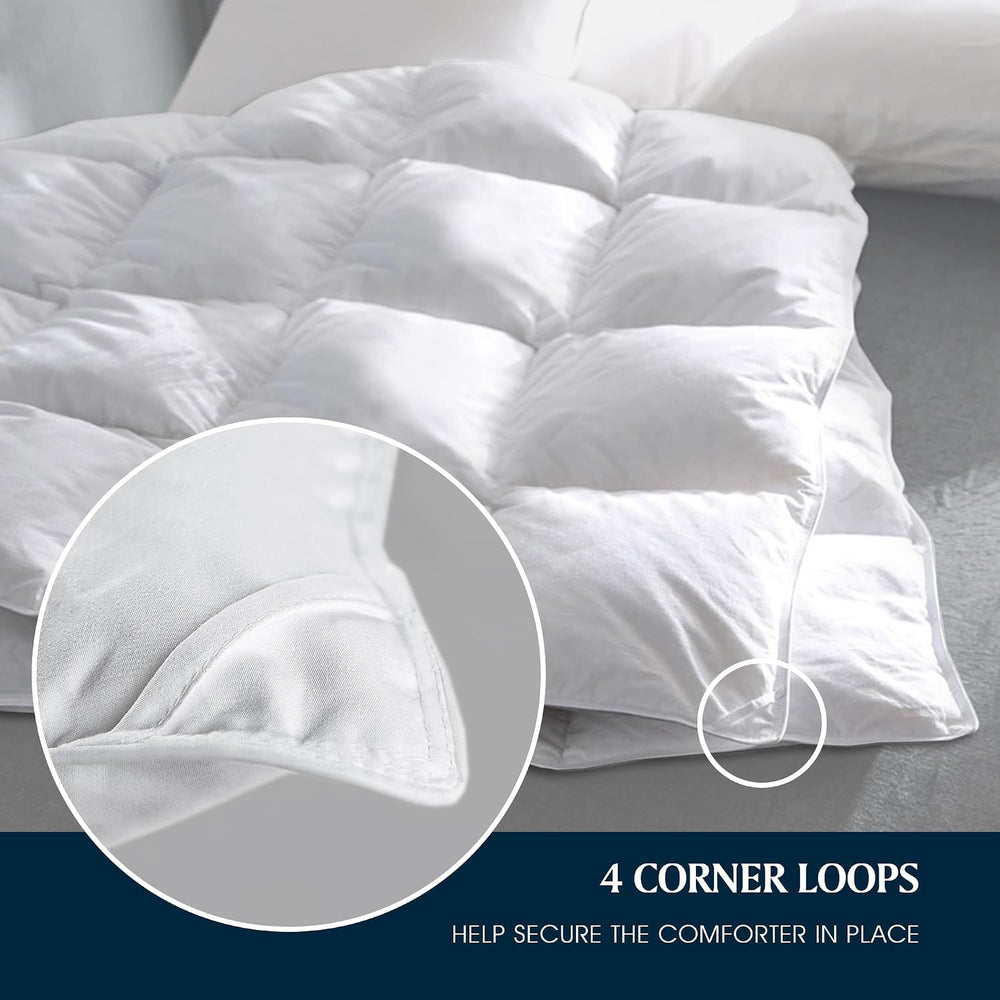 Serta Goose Feather Down Fiber Comforter King Size - 100% Cotton Cover Duvet ...
