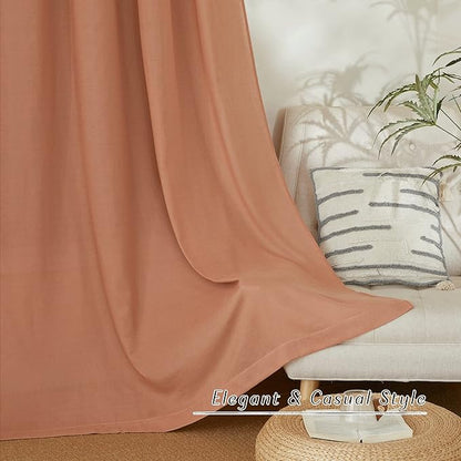 NICETOWN Terracotta Linen Kitchen Curtains 36 inch Length, Decorative Thick - Image 7
