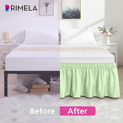 RIMELA Bed Skirt Queen Size Baby Green 15 Inch Drop, Wrap Around Elastic - Image 3