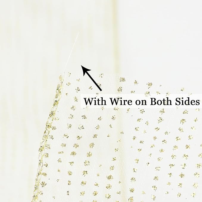 MEEDEE Glitter Gold Wired Ribbon 2.5 Inch Horizontal Stripes Glitter Polka Dot - Image 3