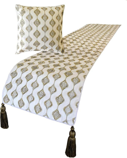 The HomeCentric King/Queen/Twin Beige Decorative Bed Runner King 90"x18" Bed by TheHomeCentric