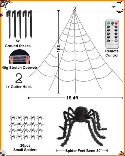 Brighter Spider Webs Halloween Decorations Lights,Halloween Decor