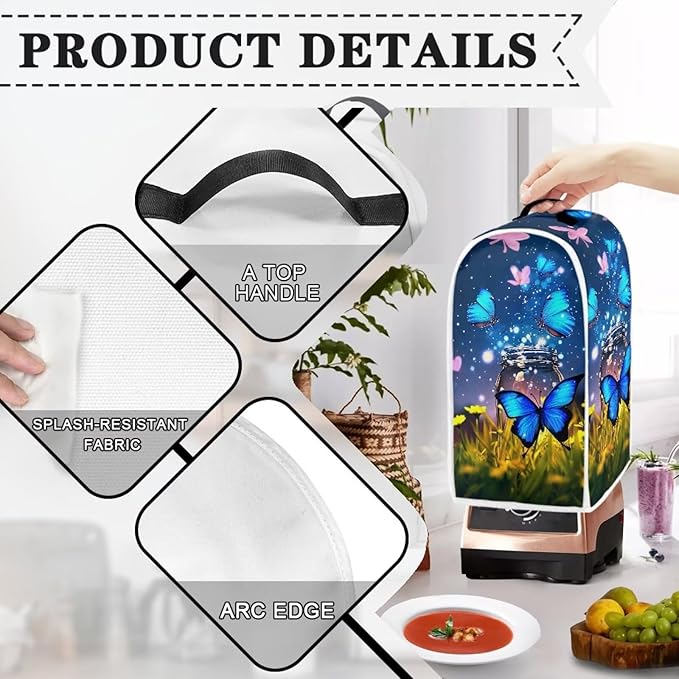 Talayituse Butterfly Flower Print Blender Dust Cover, Fingerprint Protection - Image 4