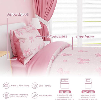 SANDJEST Bow Comforter Set Full Size 98x86in - Image 3