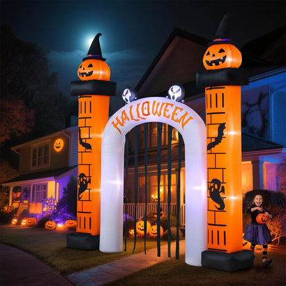 11FT Giant Halloween Inflatable, Giant Halloween Inflatables Archway, Outdoor Blow Up Decorations, Inflatable Pumpkin Arch for Yard Lawn Garden Party