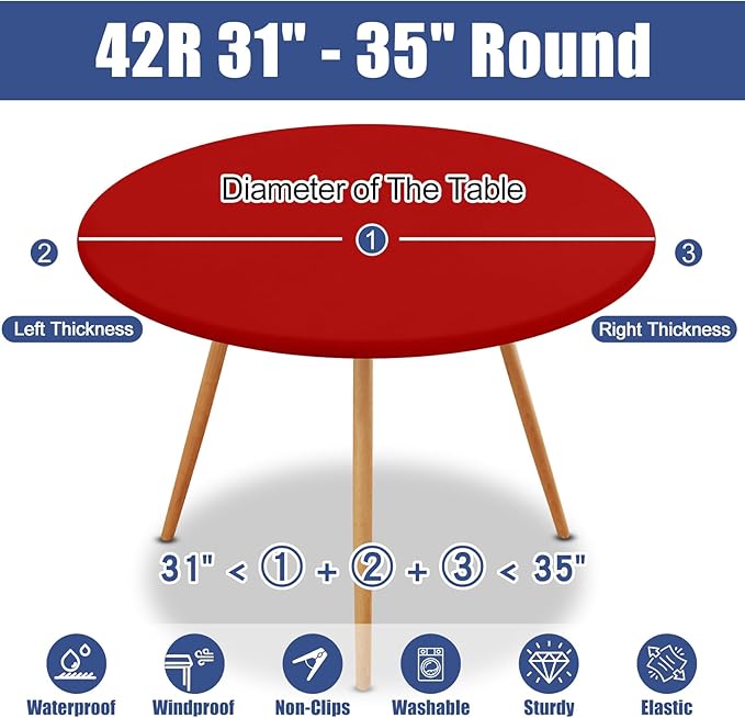 Round Spandex Christmas Tablecloth, Elastic Fitted Waterproof Tablecloths - Image 8