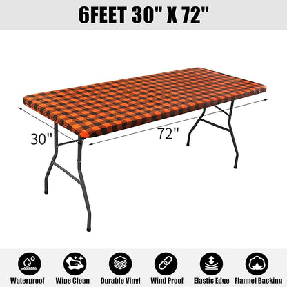 Smiry Rectangle Picnic Table Cloth, Elastic Waterproof Fitted Vinyl Tablecloths - Image 7