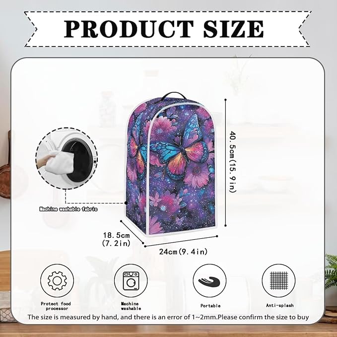 Talayituse Butterfly Galaxy Flower Print Blender Dust Cover, Fingerprint - Image 3