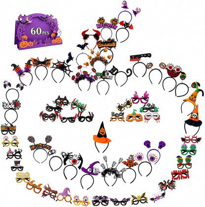 Halloween Headbands and Glasses Bulk, Party Favor Accessories for Adults Costume Party Decorations
