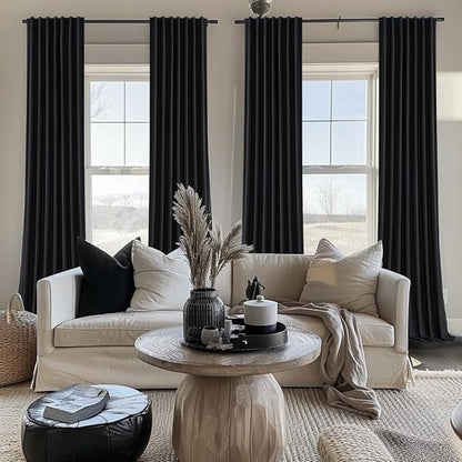 Black Curtains for Bedroom 90 Inch Long 2 Panels Set - Image 7