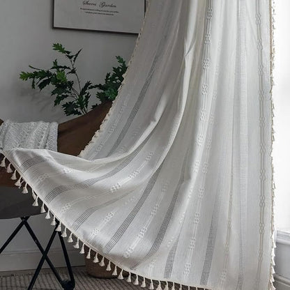 ColorBird Boho Curtains White Drapes 84 Inches Long by ColorBird