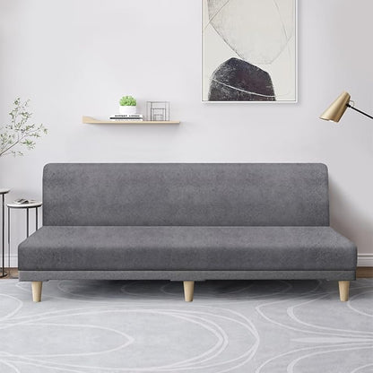 molasofa Leather Like Stretch Futon Slipcover Armless Futon Bed Sofa Cover - Image 3