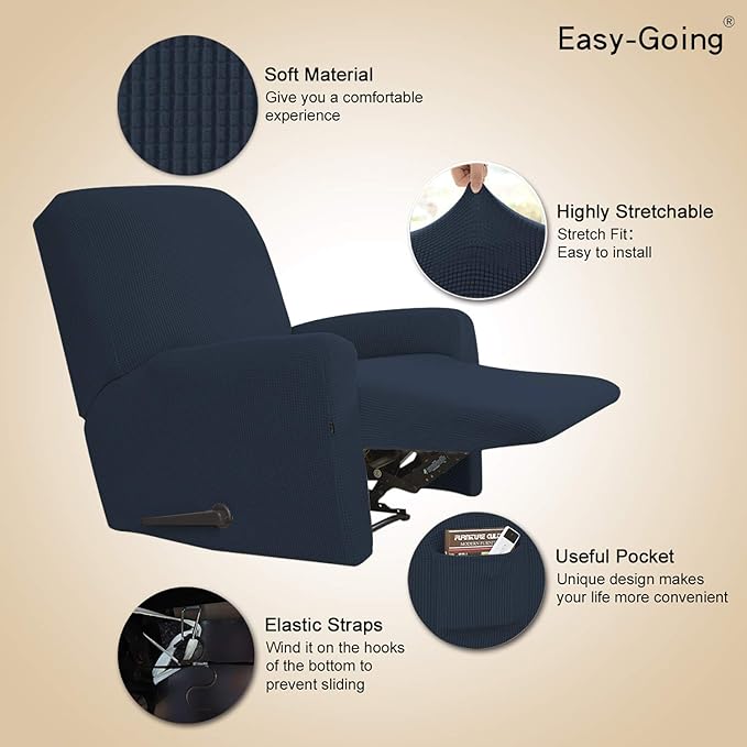 Easy-Going Recliner Stretch Sofa Slipcover Sofa Cover 4-Pieces Furniture - Image 3