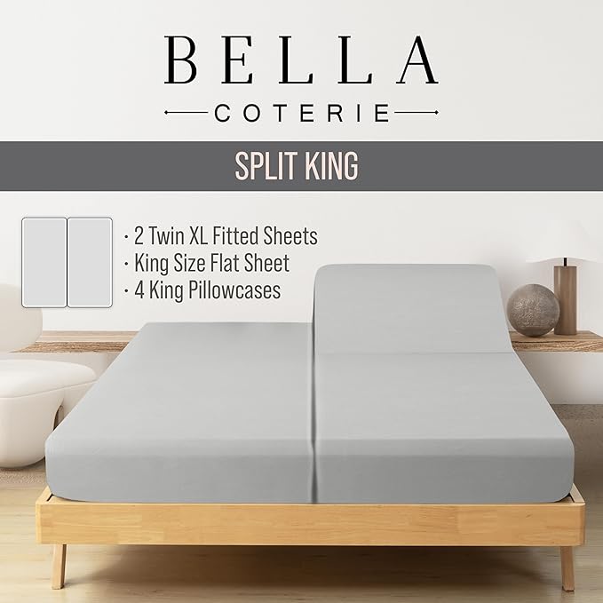 Bella Coterie 7 Piece Luxury Bamboo Viscose Split King Size Sheet Set | 2 - Image 2