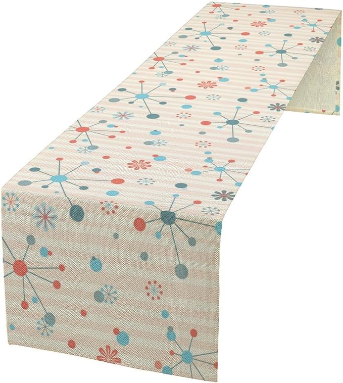 Atomic Retro Table Runner Mid Century Geometric Abstract Classic Modern Sputnik by ShiTingYu
