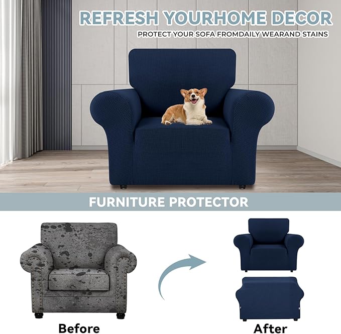 LURKA Stretch Chair Sofa Slipcovers 1 Piece Couch Covers - Image 3