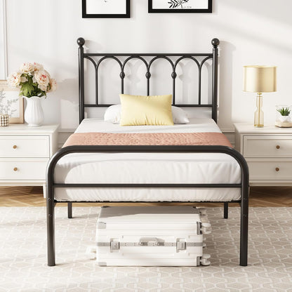 dumos twin bed frame, heavy duty metal platform, main product view