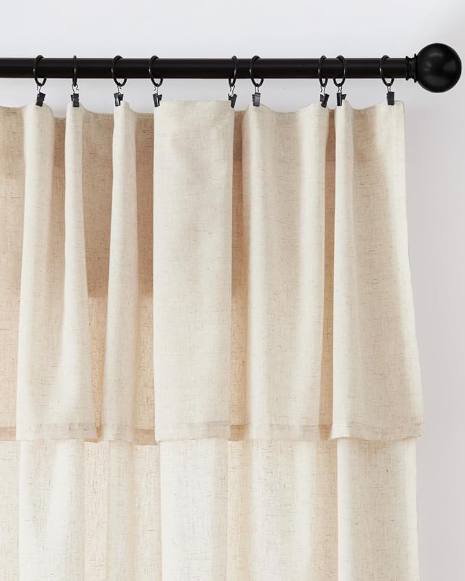 jinchan Linen Blend Light Filtering Curtains 38W x 96L Inch Beige - Image 8
