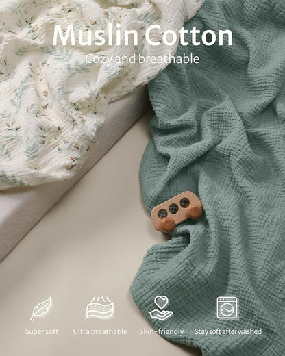 Blissful Diary Muslin Mini Crib Sheets, Pack and Play Mattress Sheets Fitted - Image 2