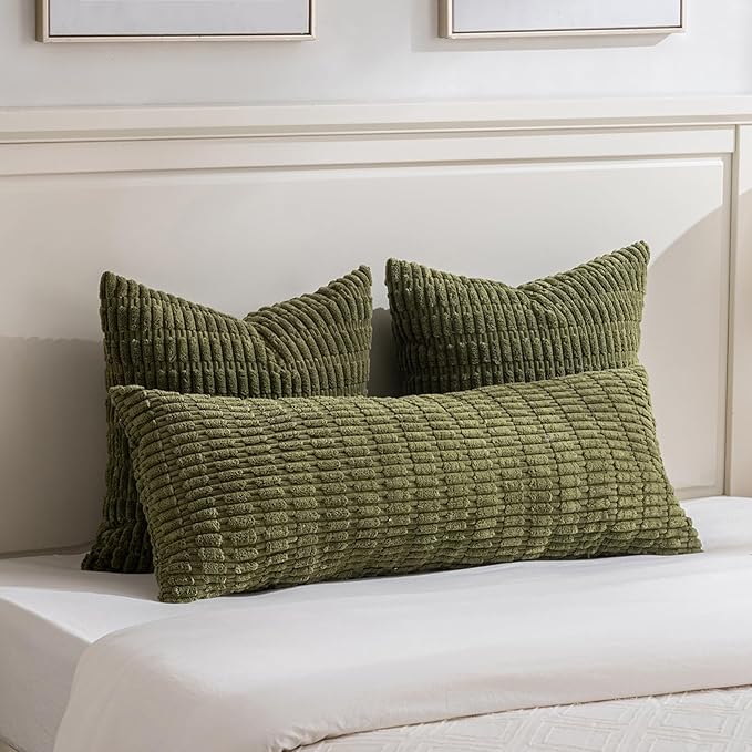 Fancy Homi 4 Packs Boho Moss Green Decorative Throw Pillow Covers 22x22 Inch - Image 5