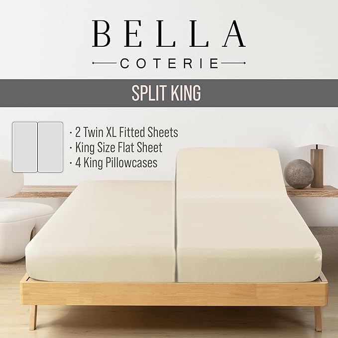 Bella Coterie 7 Piece Luxury Bamboo Viscose Split King Size Sheet Set | 2 - Image 2