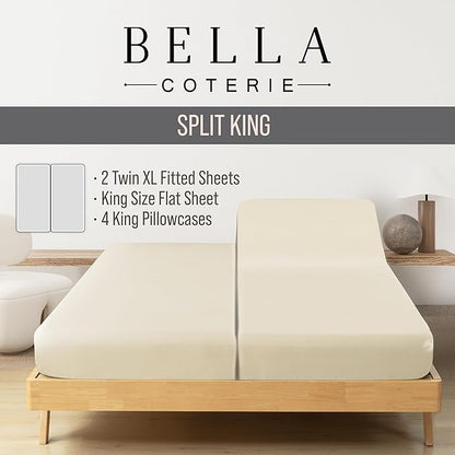 Bella Coterie 7 Piece Luxury Bamboo Viscose Split King Size Sheet Set | 2 - Image 2